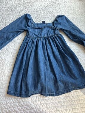 GAP Girls' Denim Long-Sleeve Dress in Blue